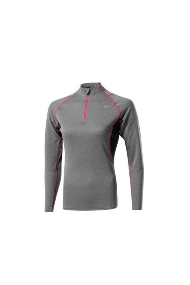Mizuno Wool Half Zip Shirt Women Fine Grey/D Pink
