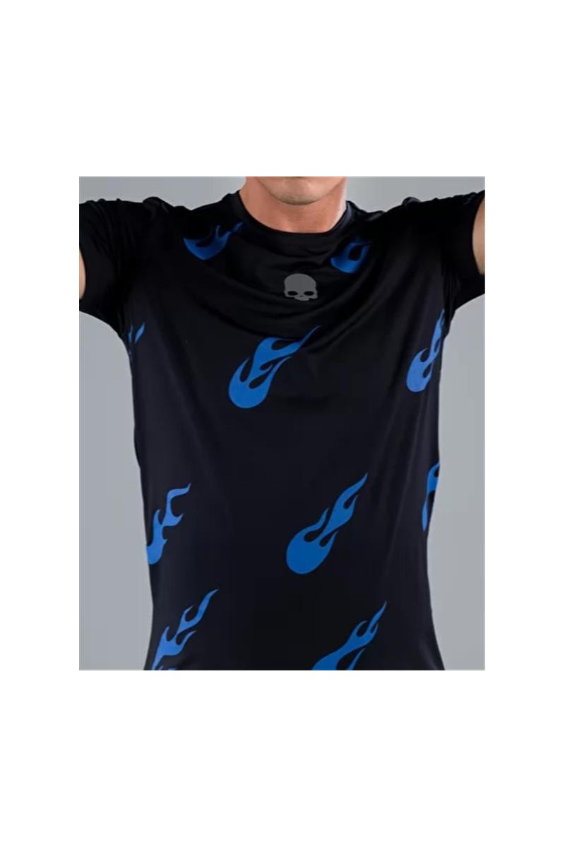Tee Shirt Hydrogen Flames Tech  Black/Bluette