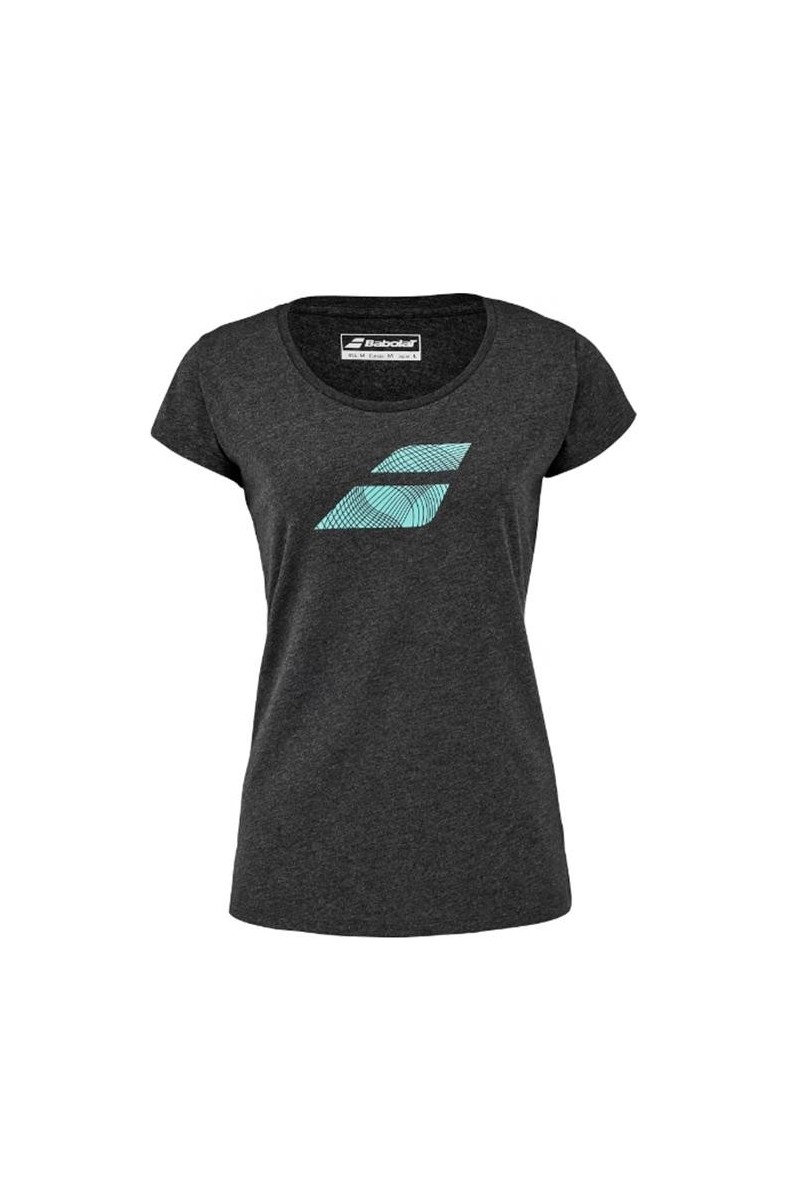 Tee Shirt Babolat Exercise Flag Women Black Heather
